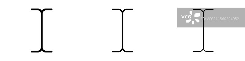 三种不同线条粗细的光标文本图标图片素材