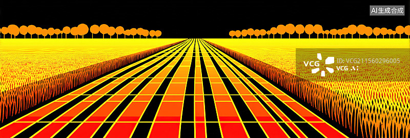 【AI数字艺术】抽象麦田中国传统节气小满智慧农业垂直网格线上发光麦穗乡村振兴与新质生产力航拍低空经济图片素材
