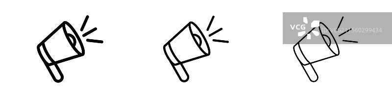 三种不同线条粗细的扩音器图标图片素材