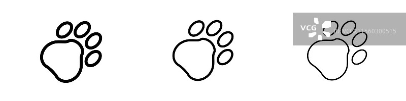 三种不同线条粗细的爪子图标图片素材