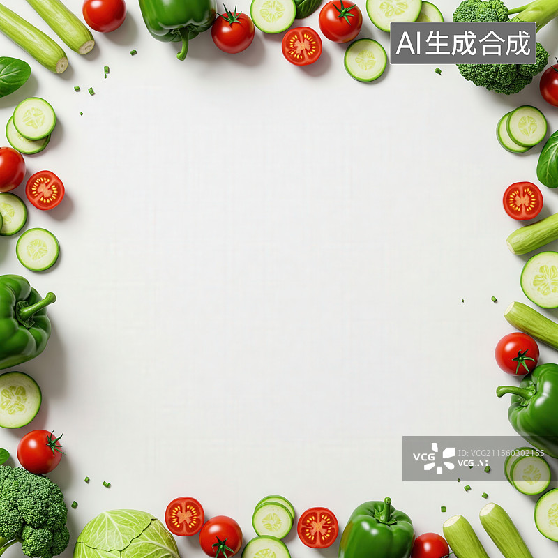【AI数字艺术】新鲜蔬菜的创意布局图片素材