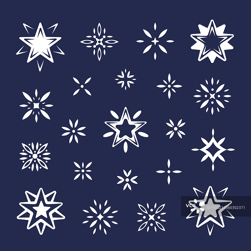星星、雪花、几何轮廓、黑暗图片素材