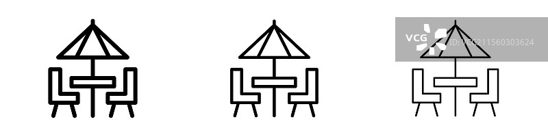 三种不同线条风格的露台图标图片素材
