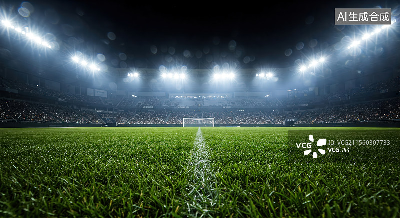 【AI数字艺术】足球场夜景图片素材