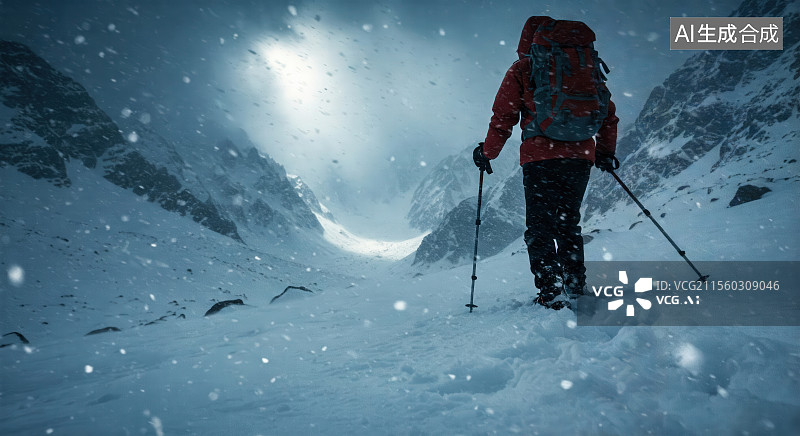 【AI数字艺术】雪地徒步者图片素材