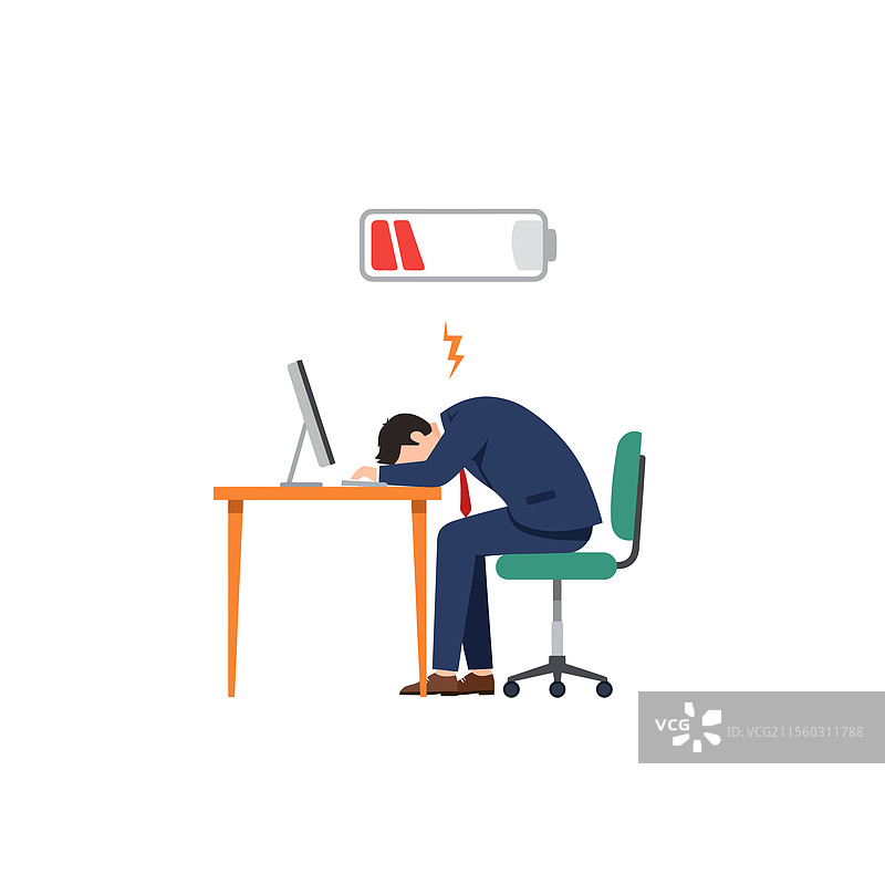 疲惫的商人在桌子上睡觉，神情疲惫图片素材