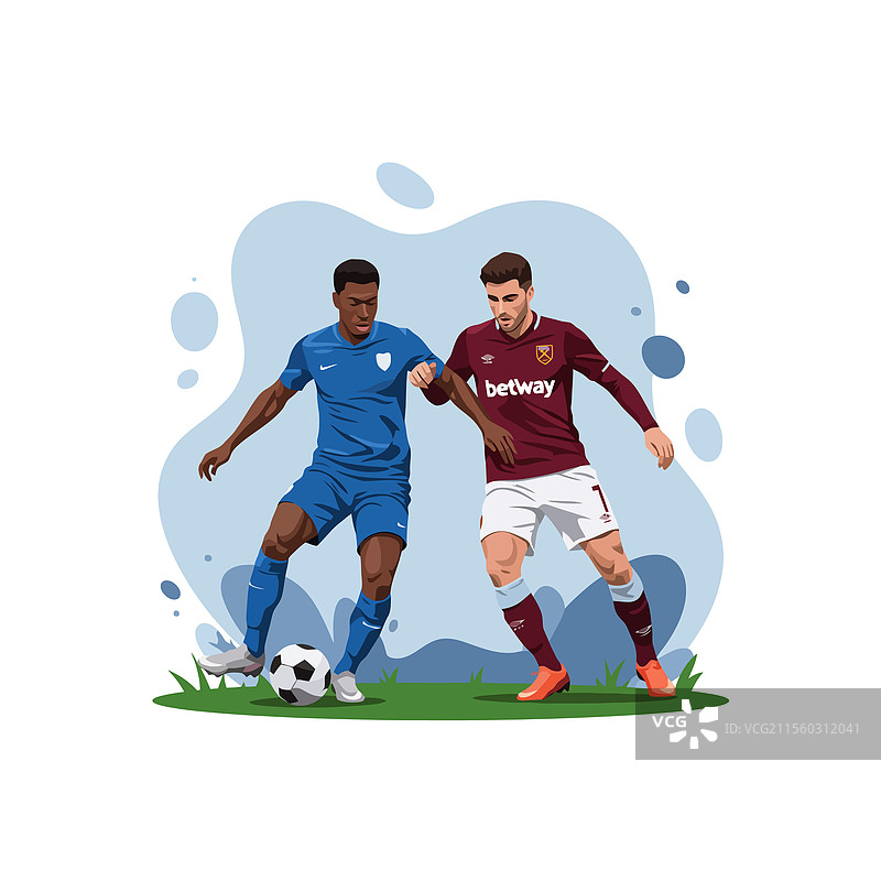 足球运动员在比赛中带球过人图片素材