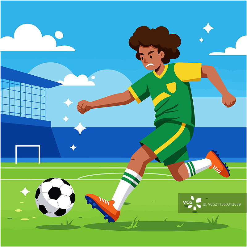 足球运动员在体育场的场地上踢球图片素材