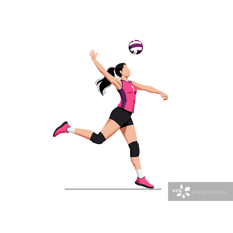 排球运动员正在发球的动态瞬间图片素材
