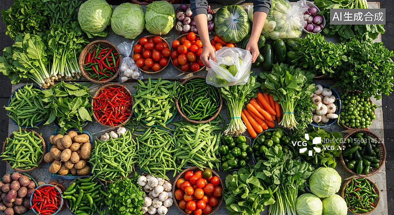 【AI数字艺术】新鲜蔬菜市场展示图片素材