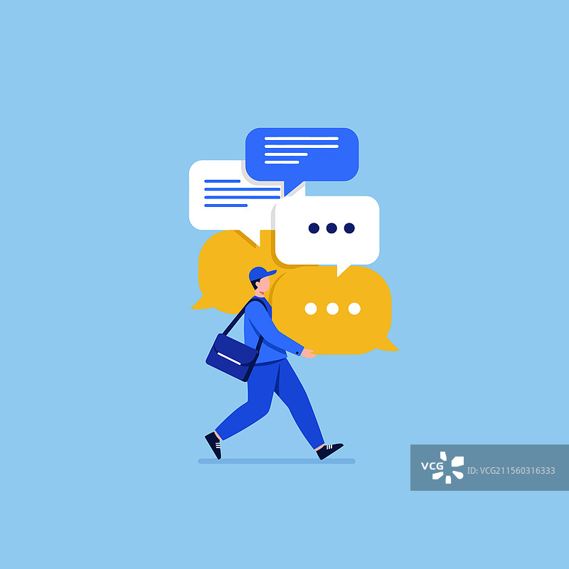 一个人手持表达思想的气泡图片素材