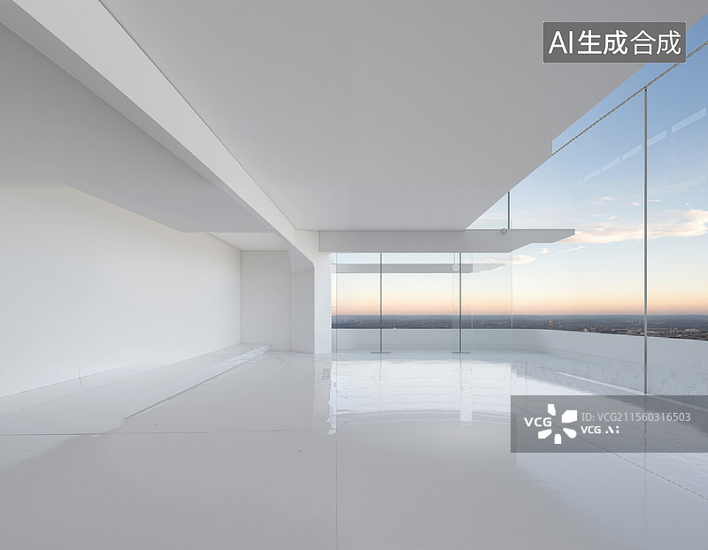 【AI数字艺术】纯白四周的简约大气展厅图片素材