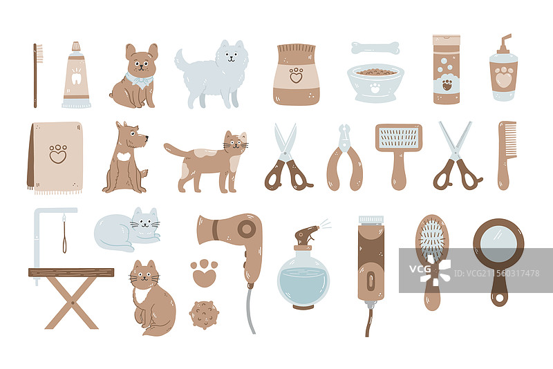 手绘风格的美容工具套装合集图片素材