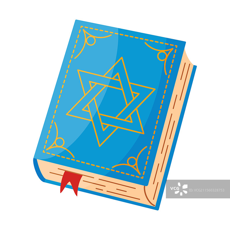 手绘风格的时尚扁平化犹太教经典《托拉》书籍，孤立展示图片素材