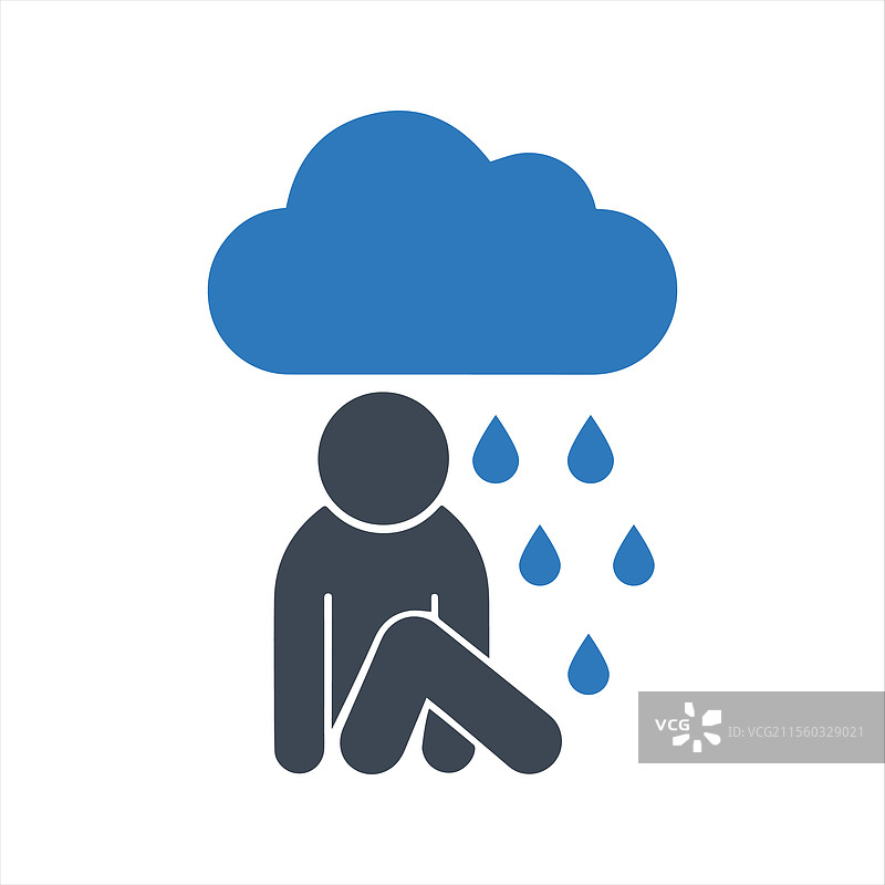 抑郁悲伤雨天图标图片素材