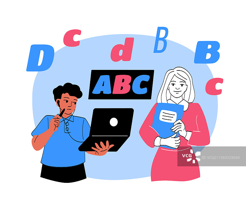 在线语言学习概念，学生们正在参与图片素材