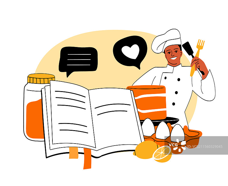 厨师手持食谱和烘焙材料图片素材