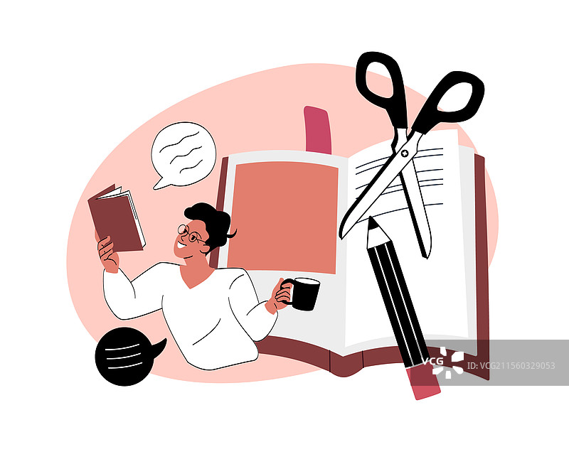 创意写作与编辑概念与书籍图片素材