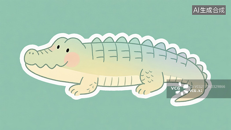 【AI数字艺术】治愈系风格，一只鳄鱼图片素材