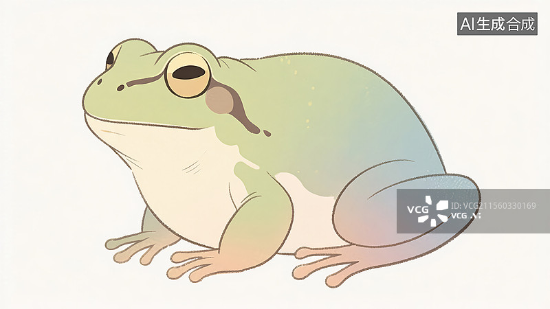 【AI数字艺术】治愈系风格，一只青蛙图片素材