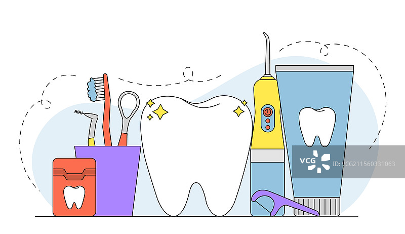 牙齿护理产品与健康牙齿图片素材
