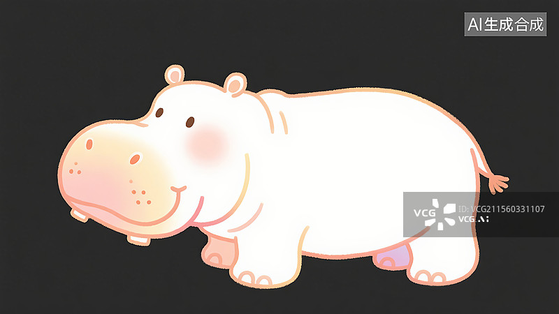 【AI数字艺术】治愈系风格，一只河马图片素材