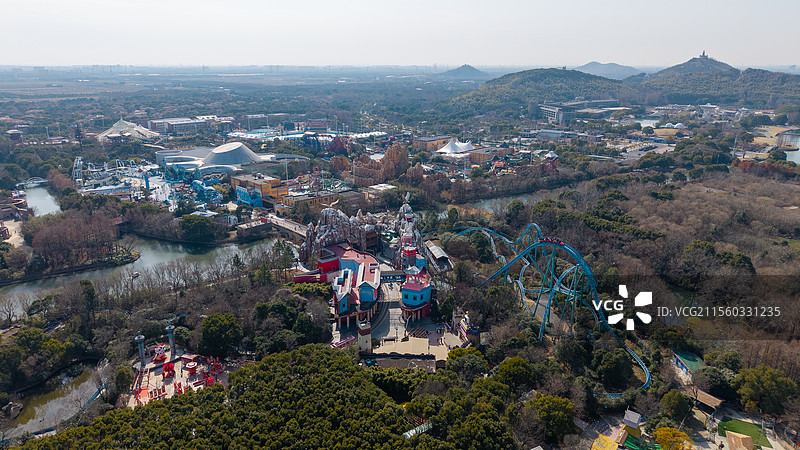 航拍视角下的上海欢乐谷图片素材