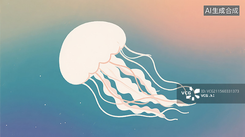 【AI数字艺术】治愈系风格，一只水母图片素材