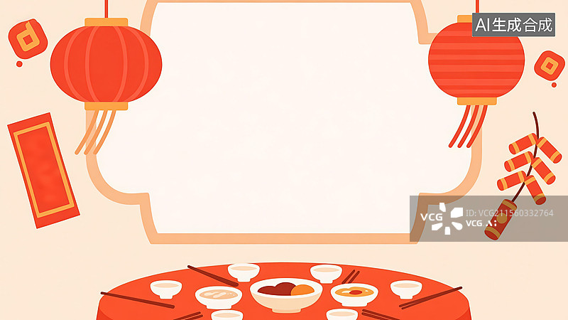 【AI数字艺术】春节喜庆背景手绘插画图片素材