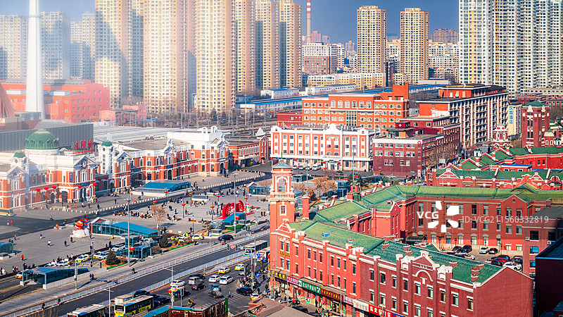 沈阳站前历史建筑群俯瞰图片素材
