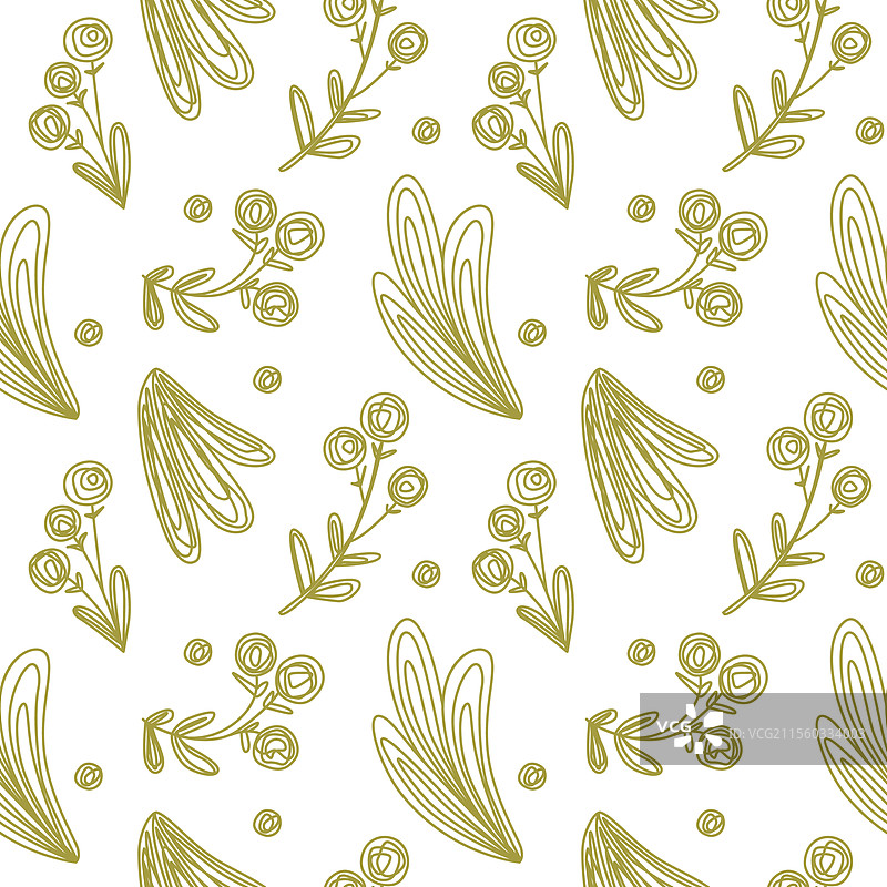 无缝涂鸦花卉植物叶子图案图片素材