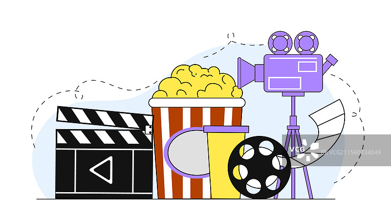 现代公寓中的电影和拍摄元素图片素材