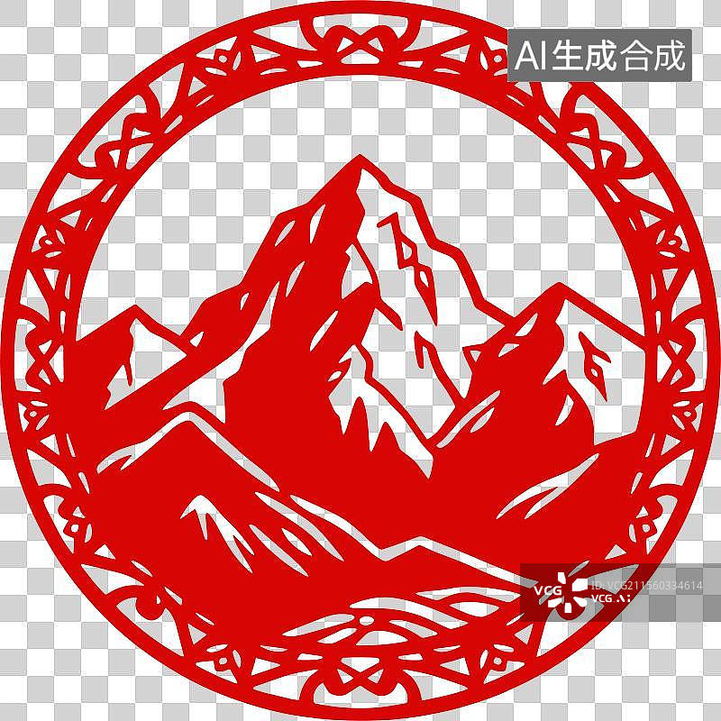 【AI数字艺术】珠穆朗玛峰 中国传统非遗剪纸 免抠素材图片素材