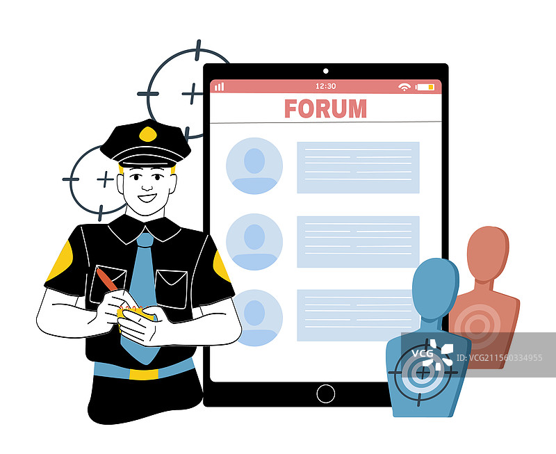 警察在监控目标的在线论坛图片素材