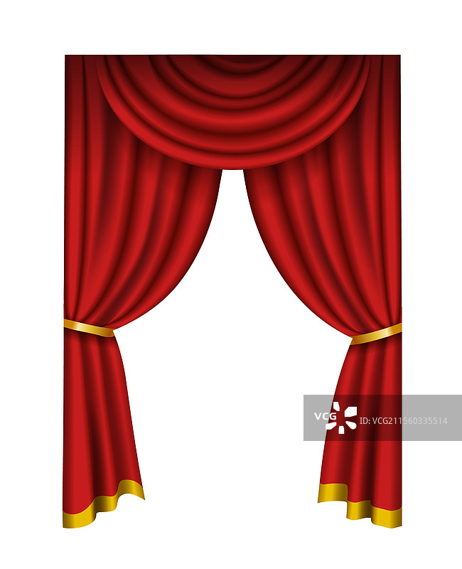 优雅的红色舞台帷幕，金色边饰图片素材