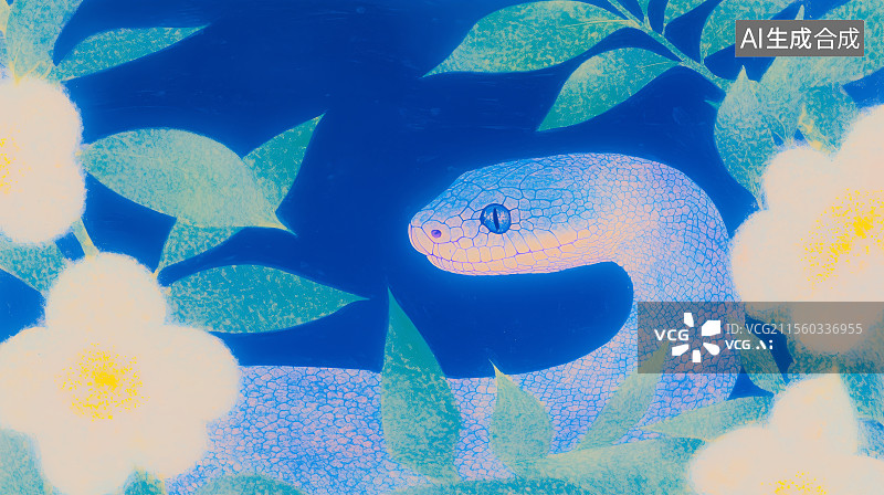 【AI数字艺术】十二生肖蛇插画图片素材