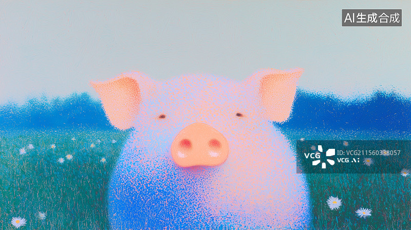 【AI数字艺术】十二生肖猪插画图片素材