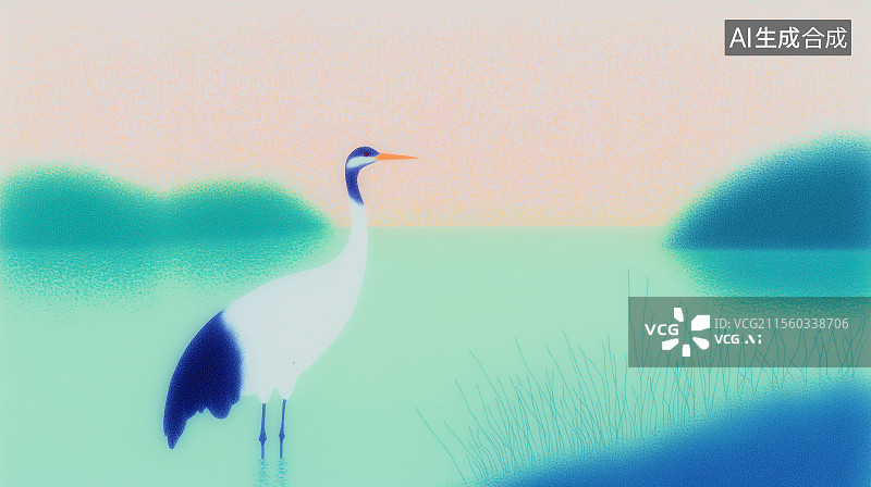 【AI数字艺术】国风晕染插画仙鹤图片素材