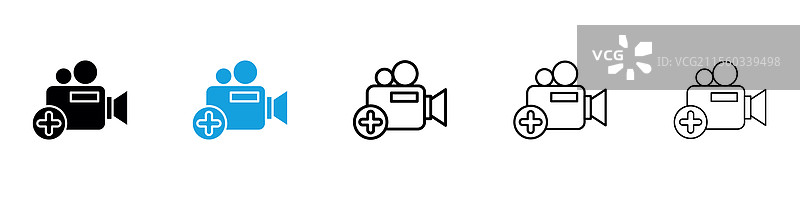 黑色和蓝色的视频图标集合图片素材