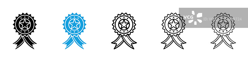 黑色和蓝色的徽章图标集合图片素材