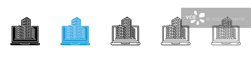 黑色和蓝色的BIM图标集合图片素材