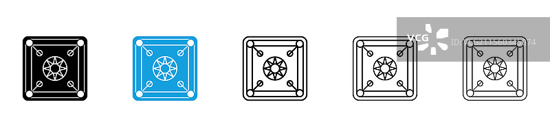 黑色和蓝色的游戏棋盘图标集合图片素材