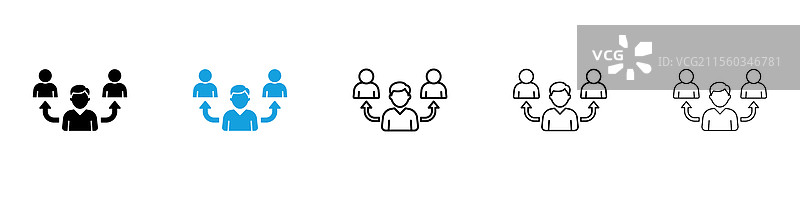 黑色和蓝色的调解员图标集合图片素材