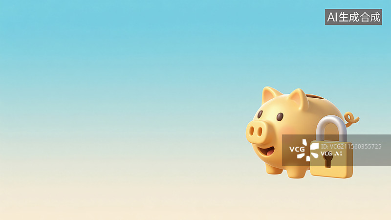 【AI数字艺术】金猪储蓄和财产守护概念图片素材