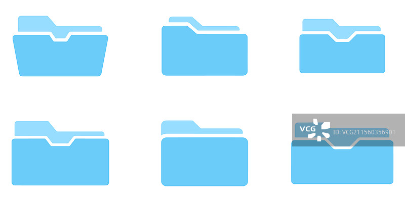 蓝色扁平文件夹图标集图片素材