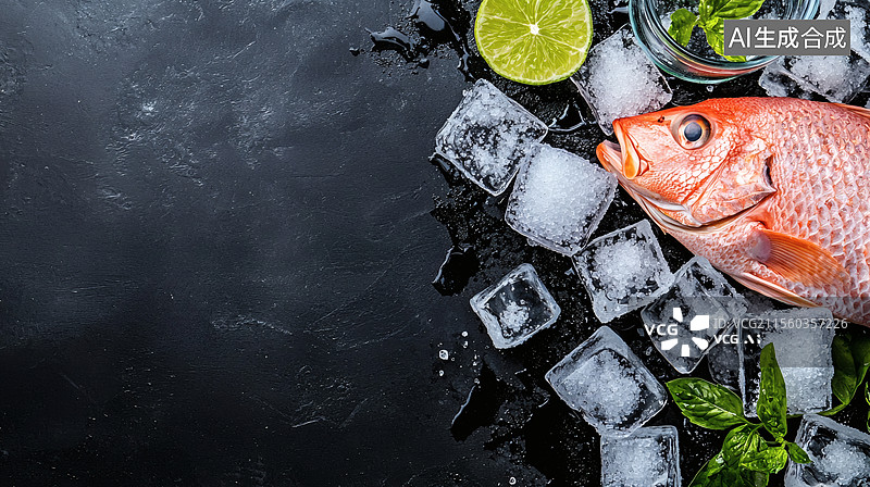 【AI数字艺术】新鲜红鱼配料图片素材