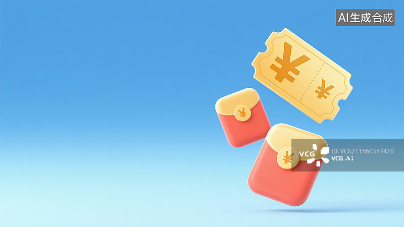 【AI数字艺术】红包和金色代金券图片素材