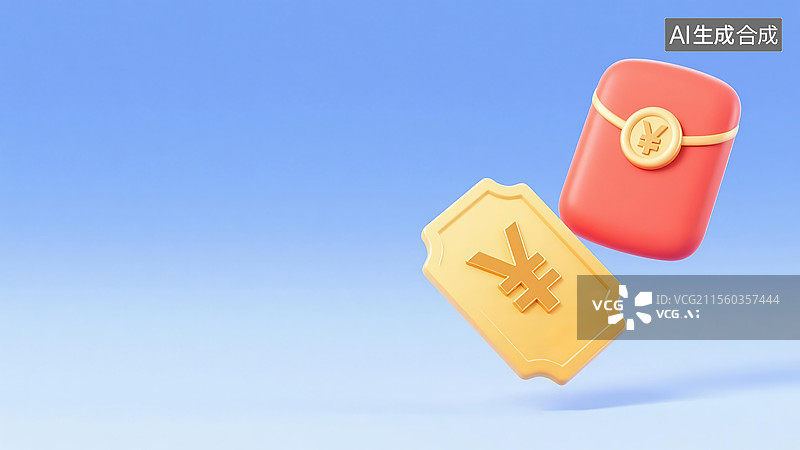 【AI数字艺术】红包和金色代金券图片素材