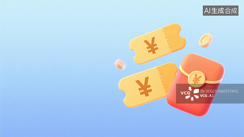 【AI数字艺术】红包和金色代金券图片素材