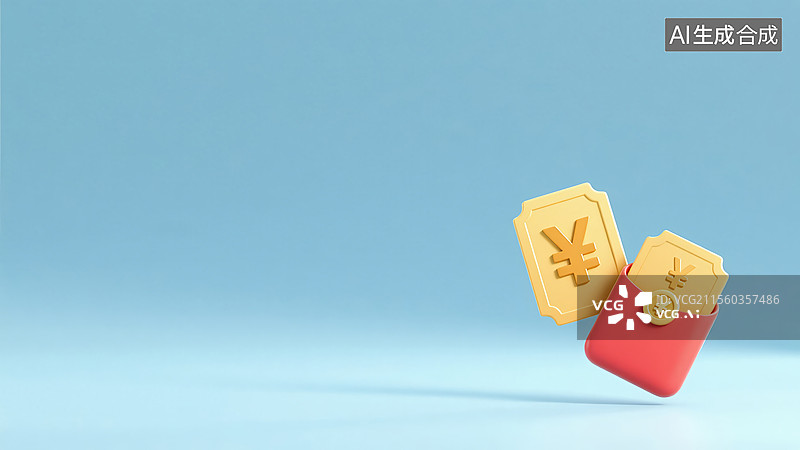 【AI数字艺术】红包和金色代金券图片素材